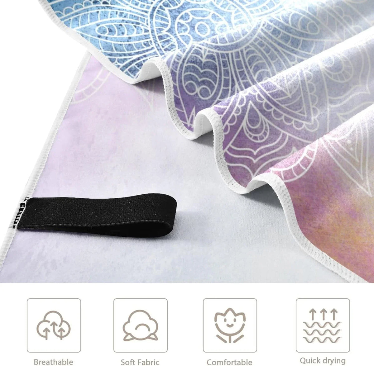 Bestwell Purple Mandala's Beach Towel - Load Compact Oversized Travel Towels - Super Absorbent Quick Dry Towel for Swimming Camping Holiday（156）