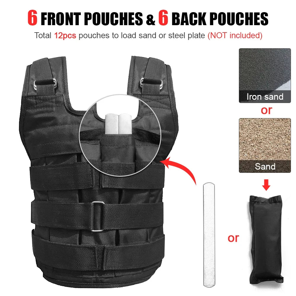 Meterk Max Loading 50kg Adjustable Load Vest Load Jacket Oxford Exercise Mass Loading Cloth Strength Training (Empty)