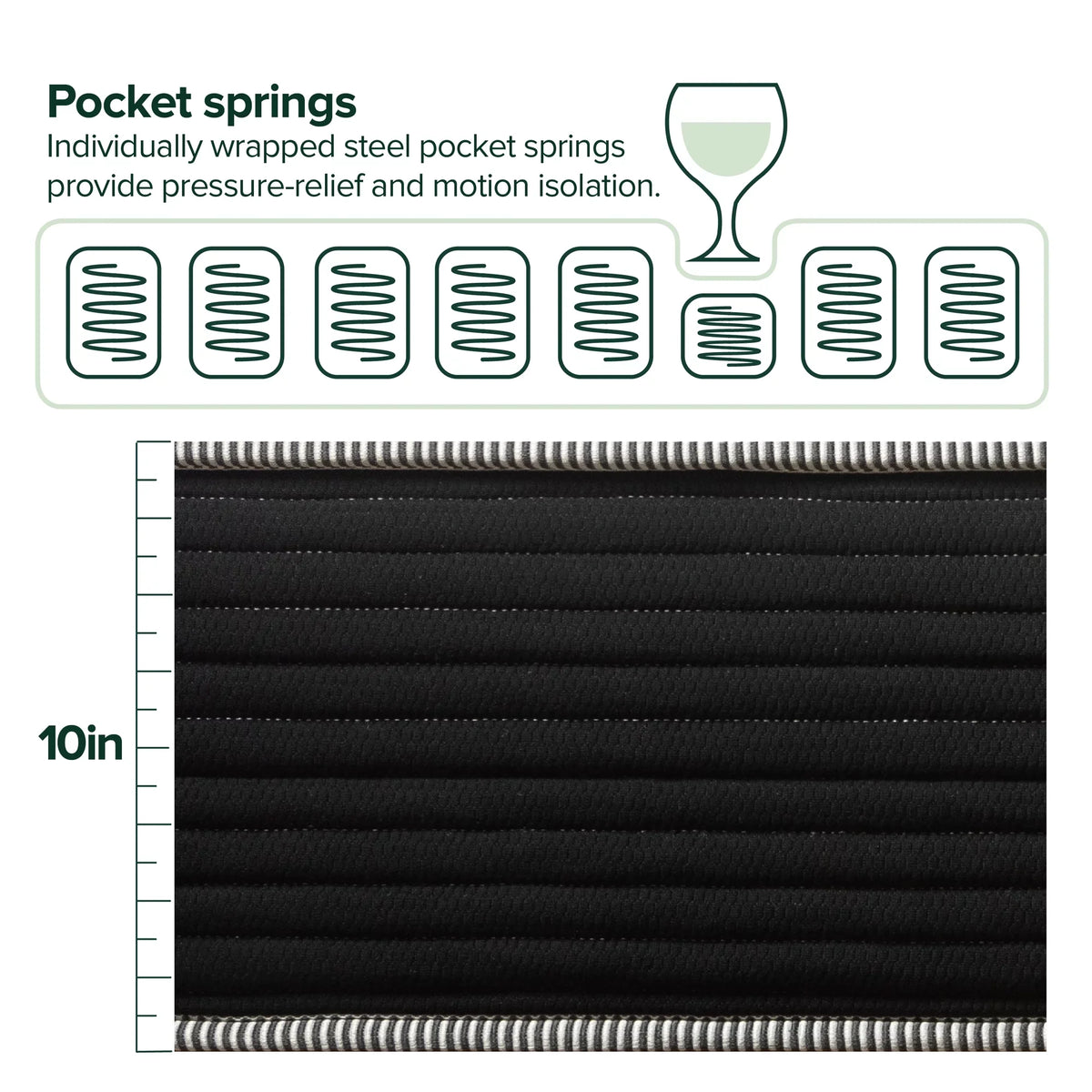 Spa Sensations by Zinus 10" Classic Pocket Spring Hybrid Mattress, Full
