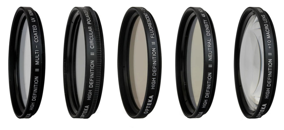 Opteka 58mm Professional 9pc Solid and Graduated Filter Accessory Bundle with 5pc Filter kit (UV-CPL-FL-ND4-10x), 4pc Macro Lens Set (+1,+2,+4,10x), Tulip & Rubber Lens hoods + Cleaning kit and More