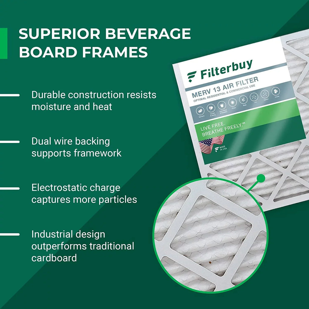 Filterbuy 20x36x1 MERV 13 Pleated HVAC AC Furnace Air Filters (4-Pack)