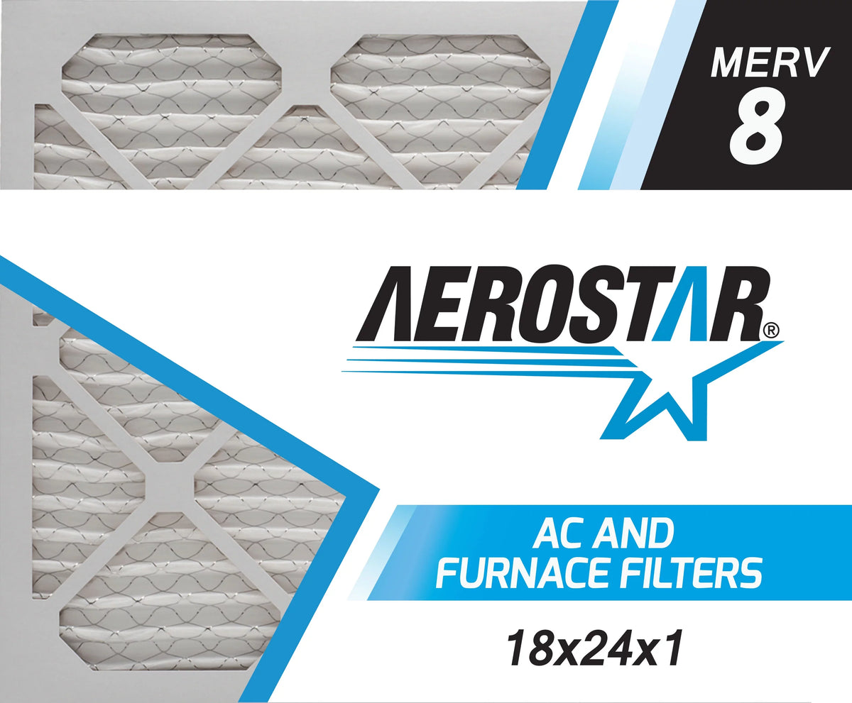Aerostar 18x24x1 MERV 8, Air Filter, 18x24x1, Box of 4