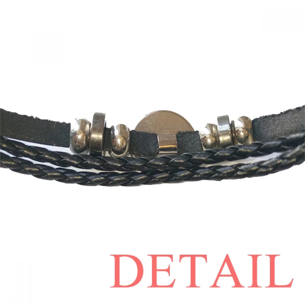 Verlion Aquamarine Chinese Style Watercolor Bracelet Braided Leather Woven Rope Wristband