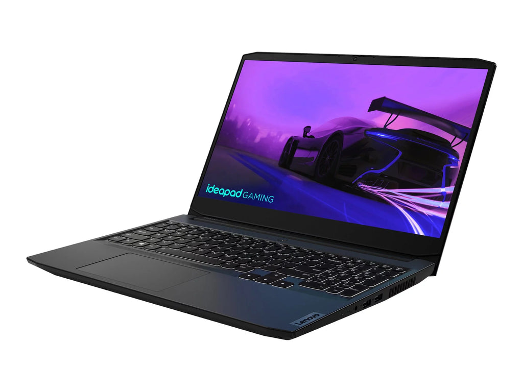 IdeaPad Gaming 3 15ACH6 82K2 - 180-degree hinge design - AMD Ryzen 7 - 5800H / up to 4.4 GHz - Win 11 Home - GF RTX 3050 - 16 GB RAM - 512 GB SSD NVMe - 15.6" IPS 1920 x 1080 (Full HD) @ 120 Hz - 802.11a/b/g/n/ac/ax - shadow Dark - kbd: US