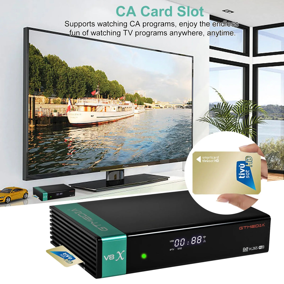 GTMEDIA V8X LA DVB-S/S2X Signal Receiver MU3 IKS Set Box SCART OUT CA Card Slot Built-in WiFi H.265 Digital TV Receptor