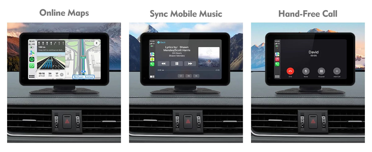 Portable Wireless Carplay & Android Auto Car Stereo, 7 Inch Full HD Car Touch Screen Portable Car Radio Receiver with Bluetooth, FM Transmitter, AUX, Voice Control, Navigation, Backup Camera