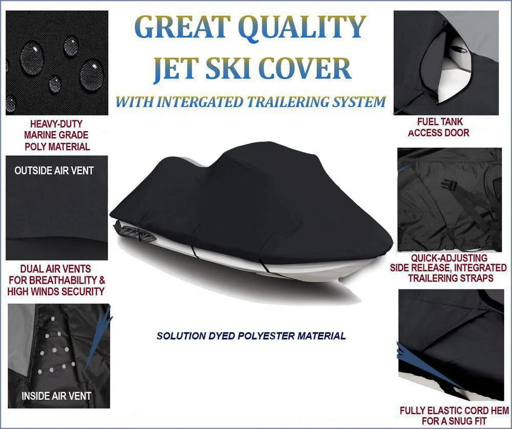 Ebony PWC 600D JET SKI Cover Compatible for Sea Doo Sea-Doo Bombardier GS Inter First Series 2001 1-2 Seater