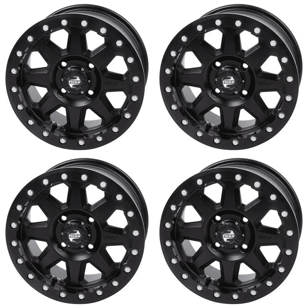 (4 Pack) 4/137 Tusk Uinta Beadlock Wheel 14X7 4.0 + 3.0 Matte Ebony For Can-Am Defender Hd10 Pro Lone Star 2021-2022