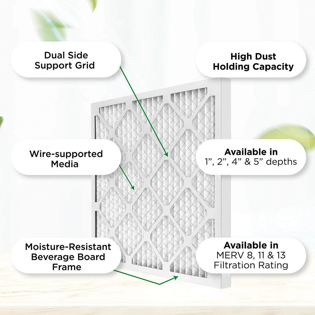 16x24x1 MERV 11, MPR 1000 Pleated AC Furnace 1" Air Filters by Pamlico. Case of 12. Actual Size: 15-1/2 x 23-1/2 x 3/4