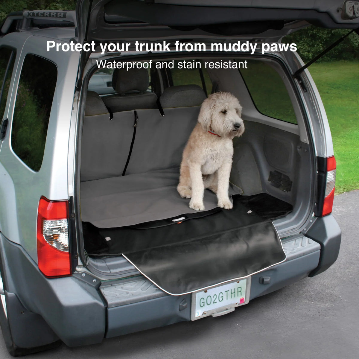 Kurgo Cargo Cape for Dogs, Pet Cargo Liner, Trunk Car Cover, Bumper Flap for Extra Protection, Water Resistant, Storage Pockets, For Cars, SUV, Trucks (Charcoal Grey)