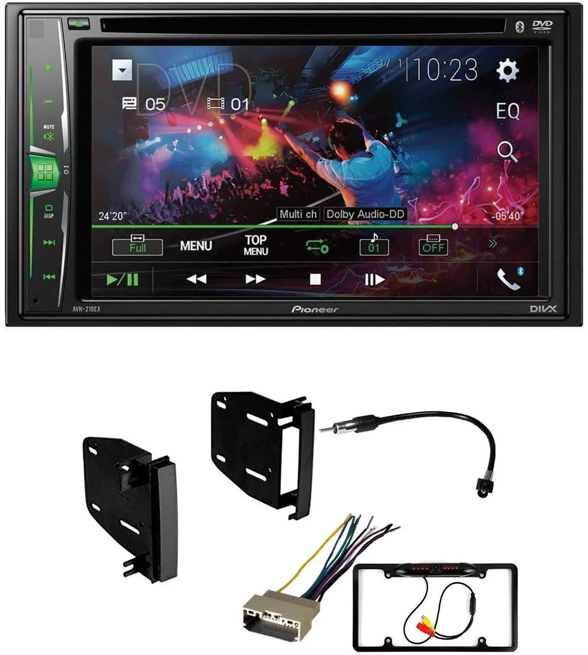 KIT4691 Bundle for 2008-2016 Chrysler Town & Country W/ Pioneer AVH-241EX Double DIN Car Stereo with Bluetooth/Backup Camera/Install Kit/in-Dash DVD/CD AM/FM 6.2" Touchscreen Digital Media Receiver
