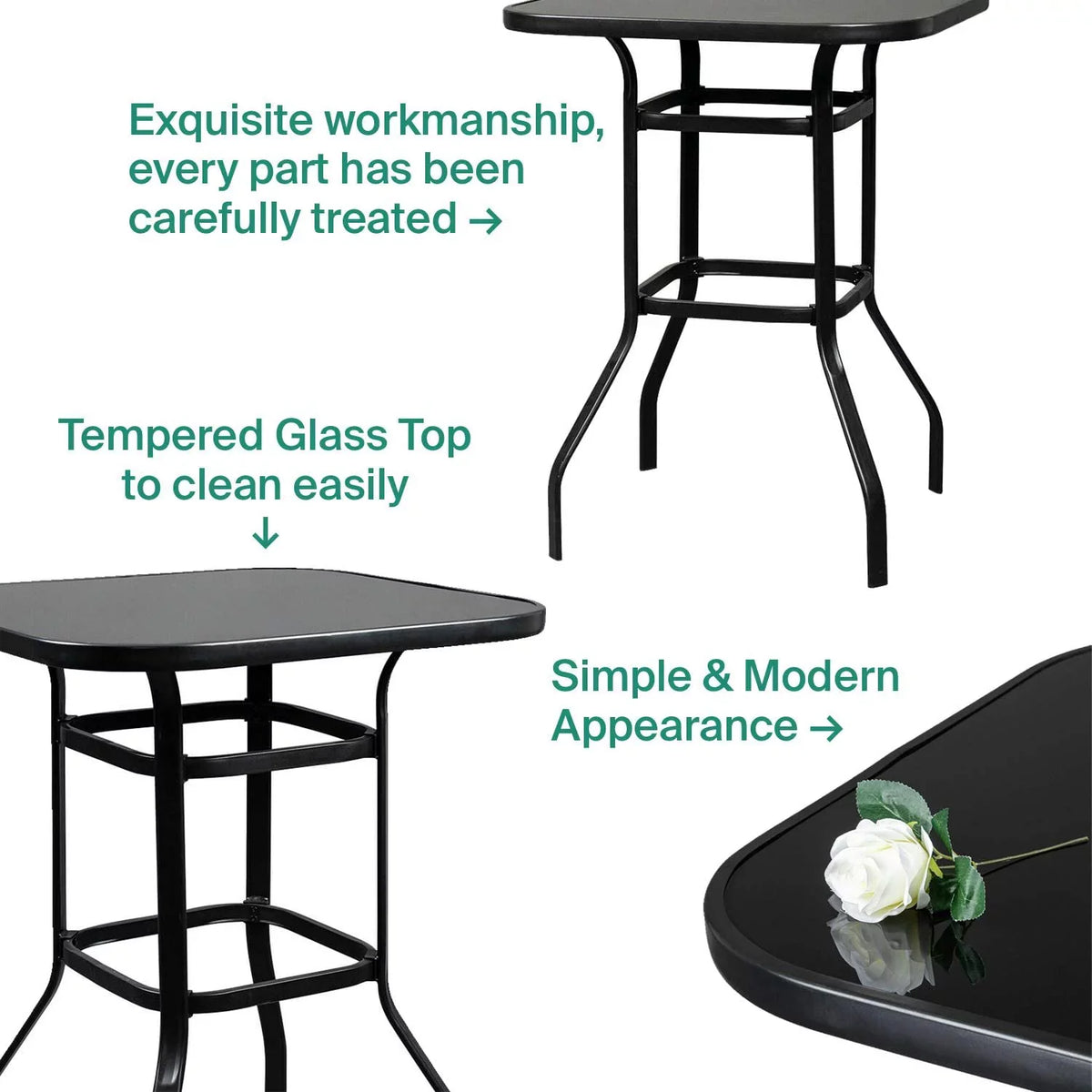 Brier Porch Meal Squire Bar Outside Dining Table With Metal Finish