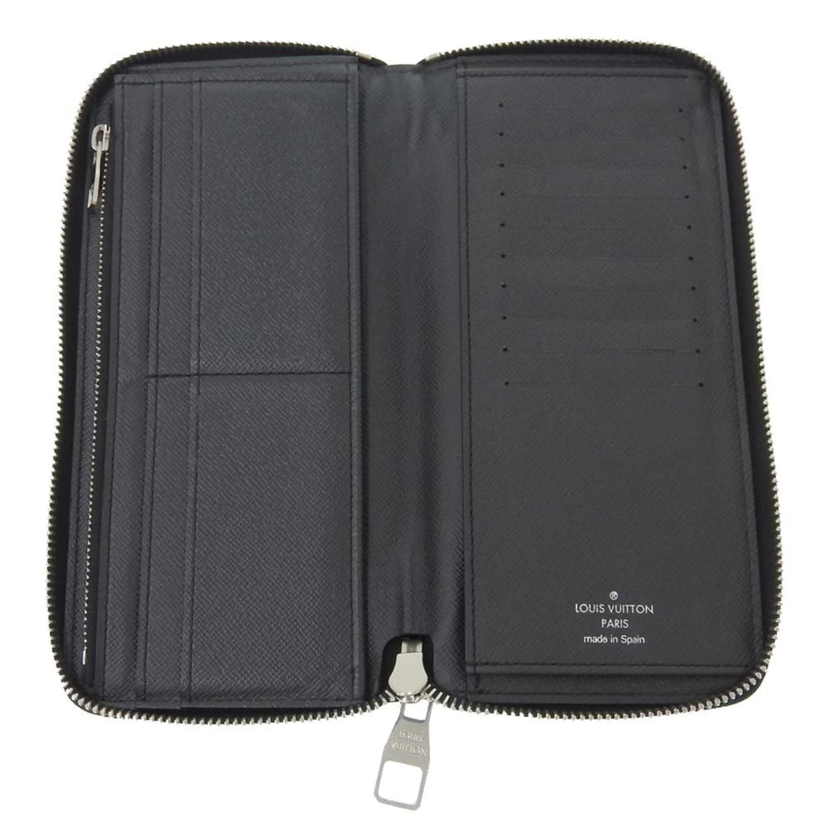 Pre-Owned Louis Vuitton LOUIS VUITTON Taiga Zippy Wallet Vertical Round Zipper Long Noir M30503 (Good)
