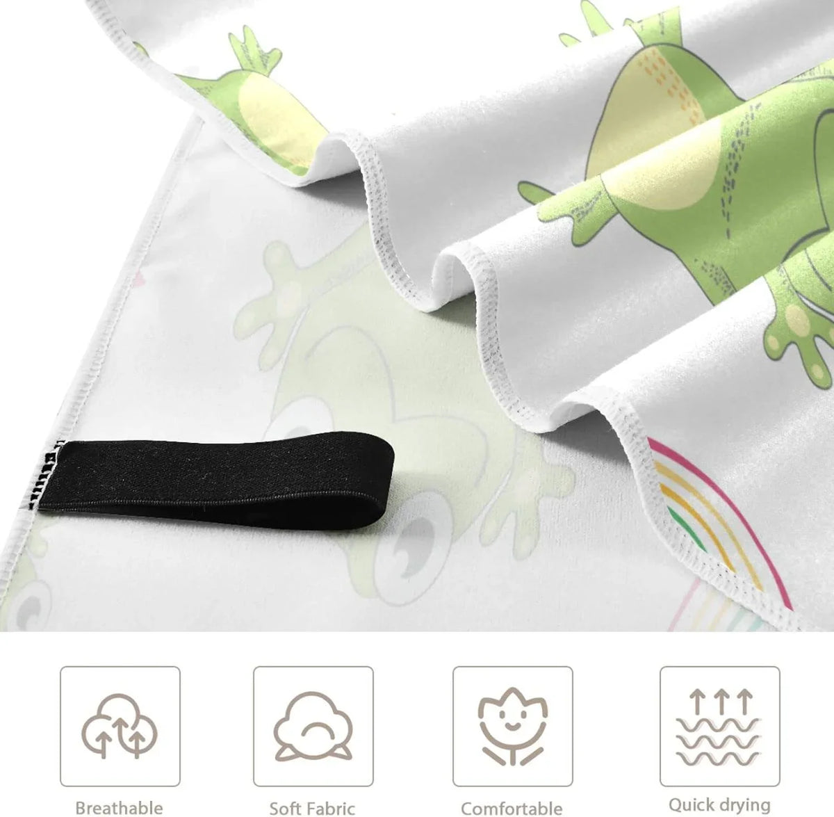 Bestwell Cartoon Frogs Beach Towel Oversized Towel Blanket, Thin Mass Microfiber Sand Free Quick Dry Towel, 31”X71” Multipurpose Pool Bath Yoga Swim Shower Towel