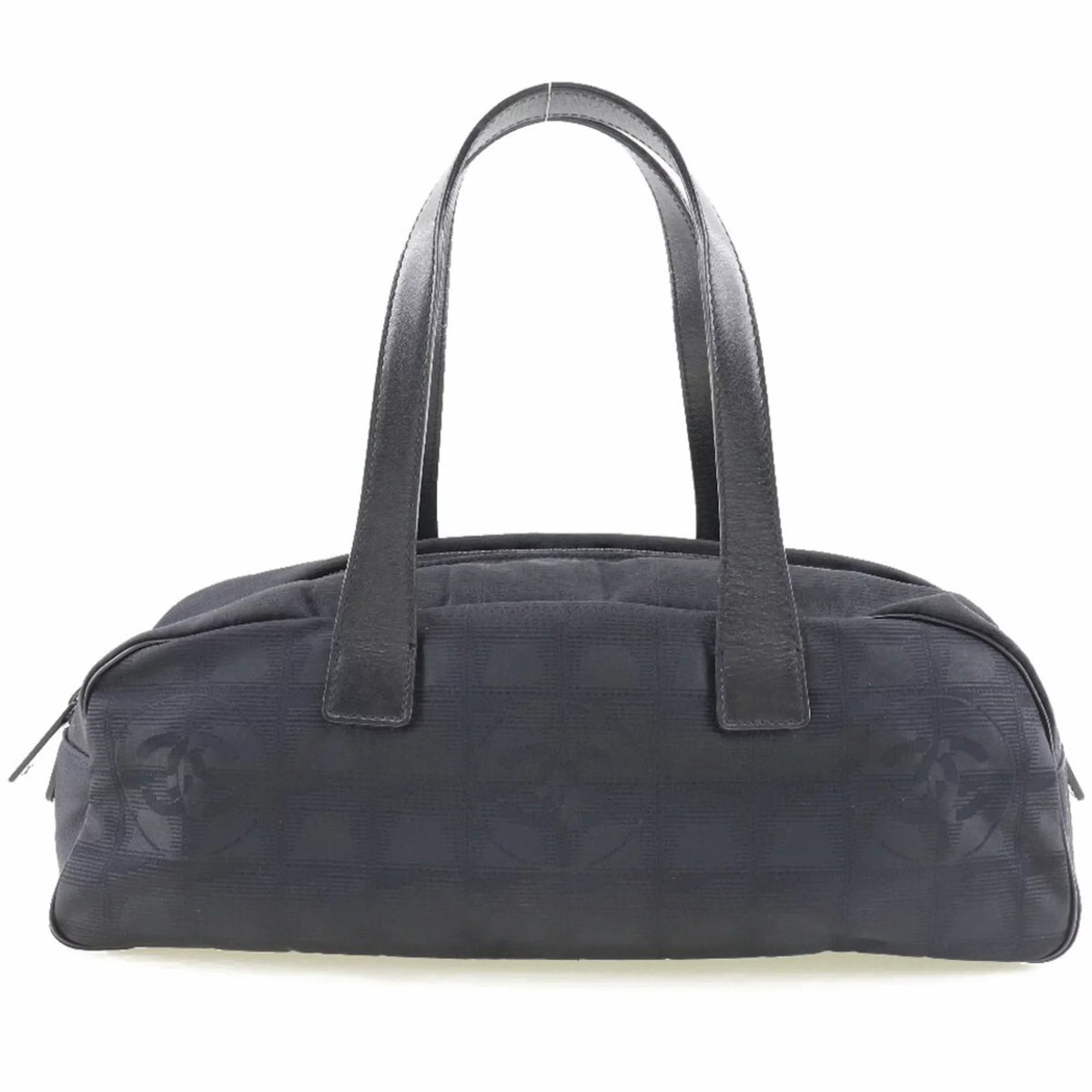 Authenticated Used Chanel Mini Boston New Travel Line A15828 Nylon Canvas Ebony Ladies Handbag
