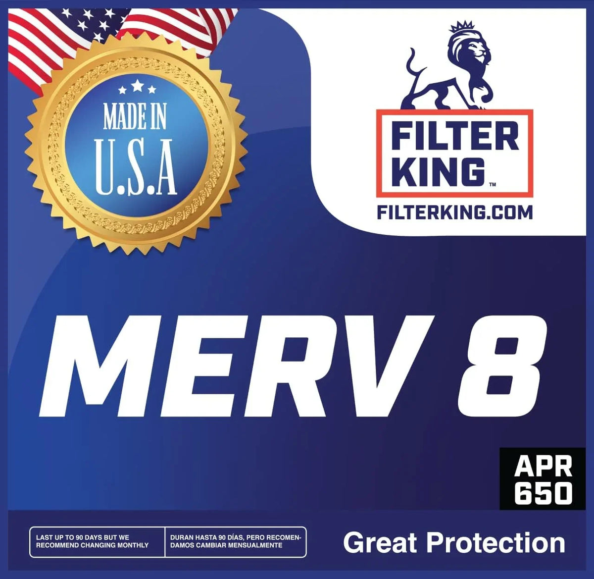 Filter King 12x46x1 Air Filter | 4-PACK | MERV 8 HVAC Pleated A/C Furnace Filters | MADE IN USA | Actual Size: 12 x 46 x .75"