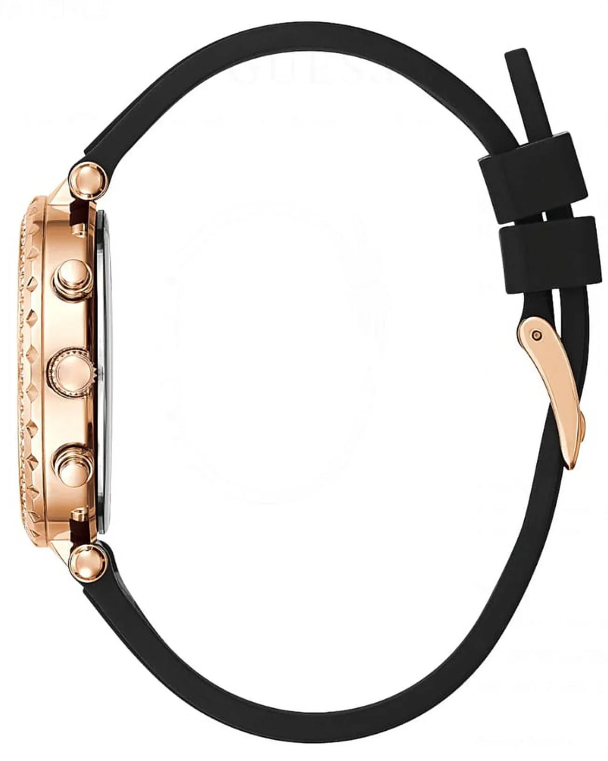 GUESS ROSE GOLD TONE CASE ROSE GOLD TONE SILICONE WATCH GW0113L2