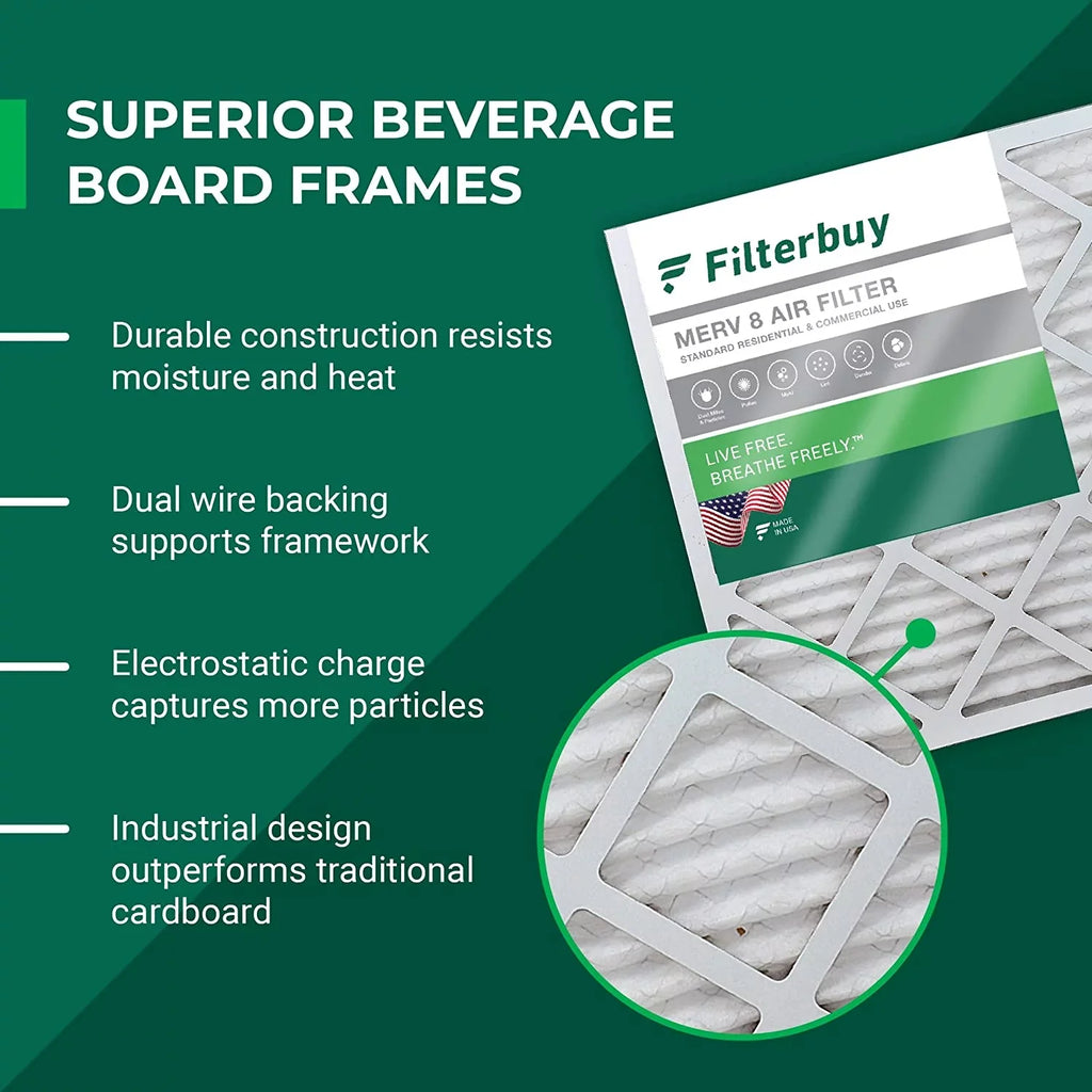 Filterbuy 20x27x1 MERV 8 Pleated HVAC AC Furnace Air Filters (4-Pack)