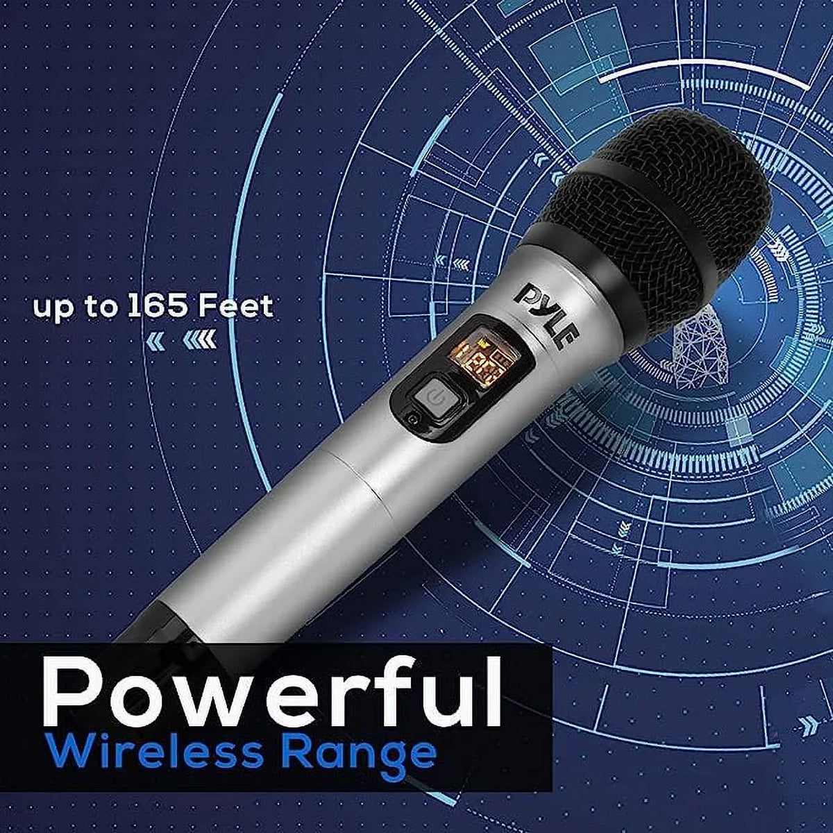 Pyle Professional Battery Operated Handheld Dynamic Unidirectional Cordless UHF Mic Transmitter Set