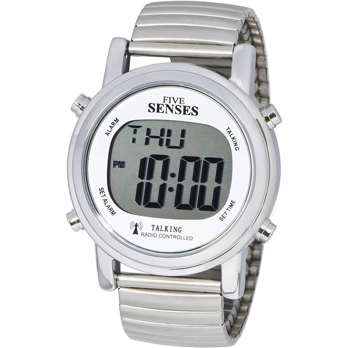 Five Senses Atomic Talking Watch - Sets Itself Senses Metal Easy-to-Read Talking Watch For Elderly Seniors Hard of Hearing Vision Impaired (1021)