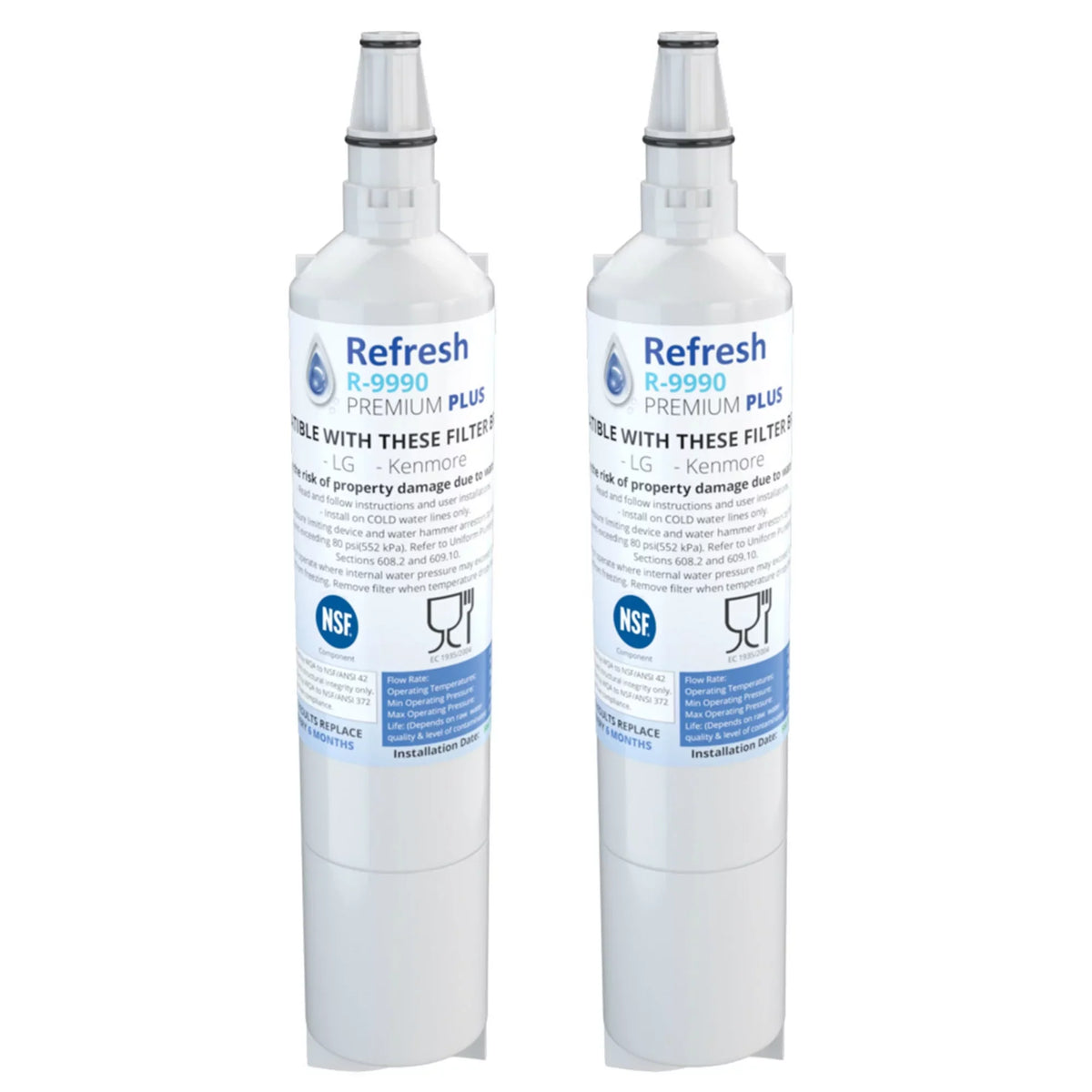 Replacement Water Filter For Tier1 RWF1051 -by Refresh (2 Pack)