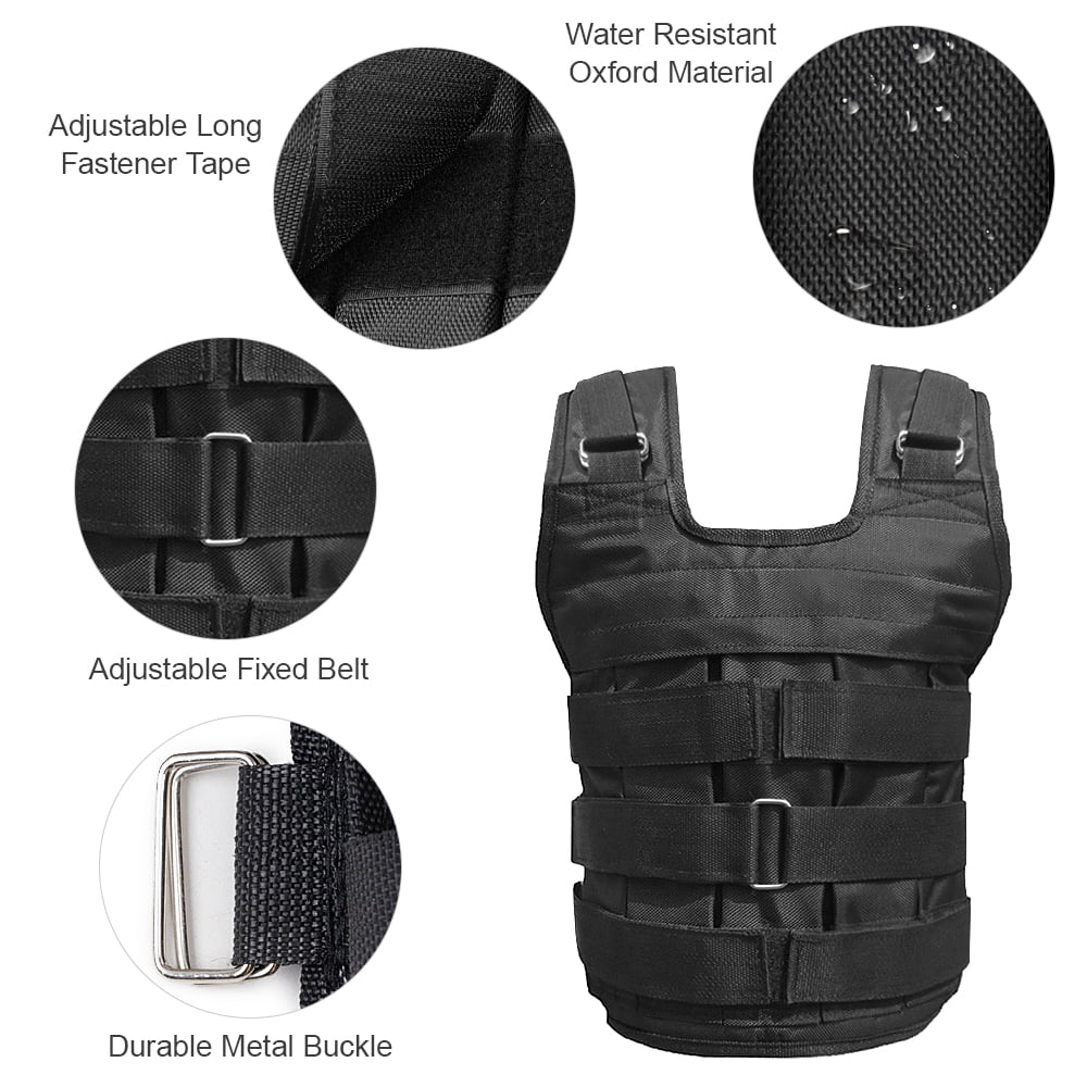 Lixada Adjustable Load Vest 50kg Max Load Oxford Cloth Jacket for Strength Training Exercise Empty