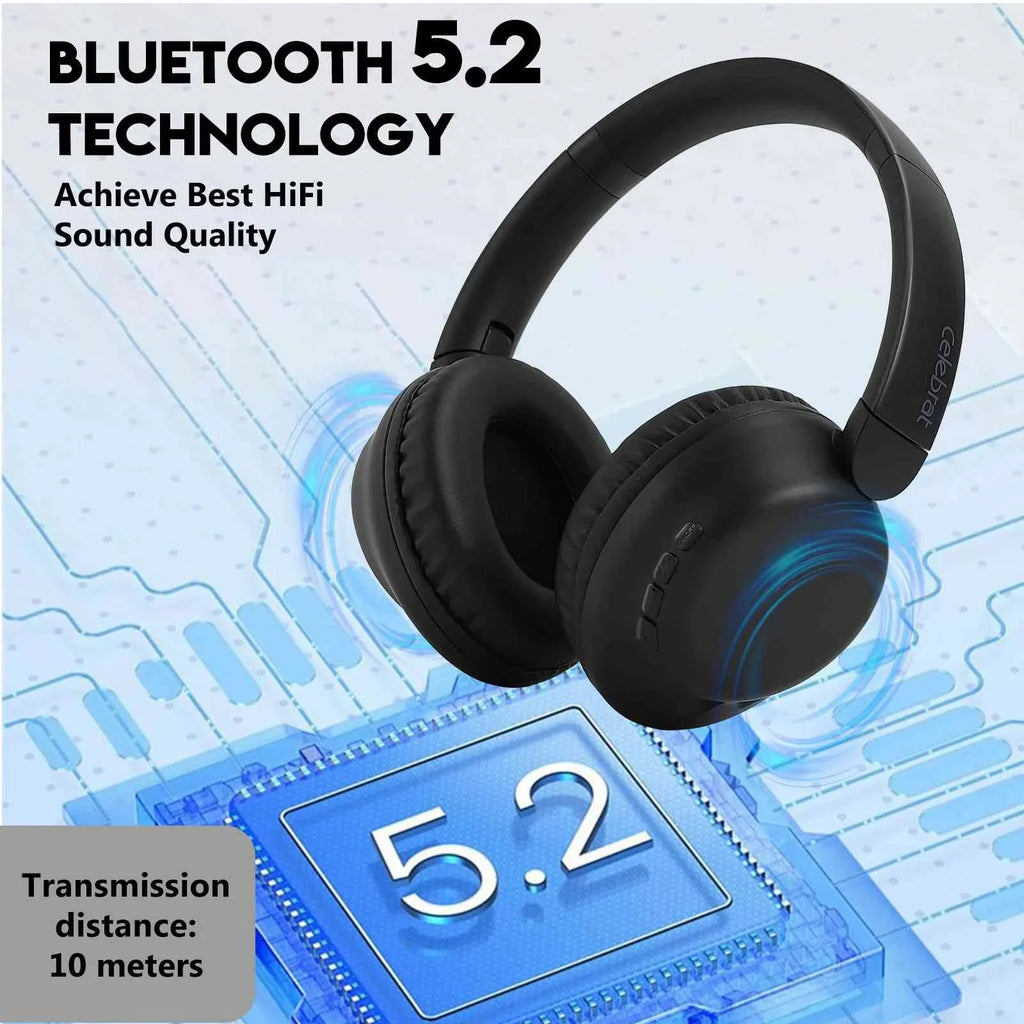UrbanX UX35 Wireless Bluetooth Stereo Earphones with High Resolution Audio, Deep Bass, Superior Comfort Over The Ear Headphones with Mic for QMobile Energy X2 Phone Call Support
