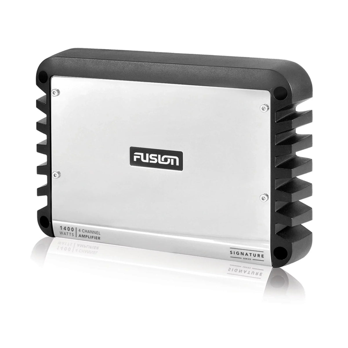 Fusion SG-FLT772SPW 7.7'' Sports White Tower Speaker with Fixed Clamps and SG-DA41400 4-Channel Amplifier