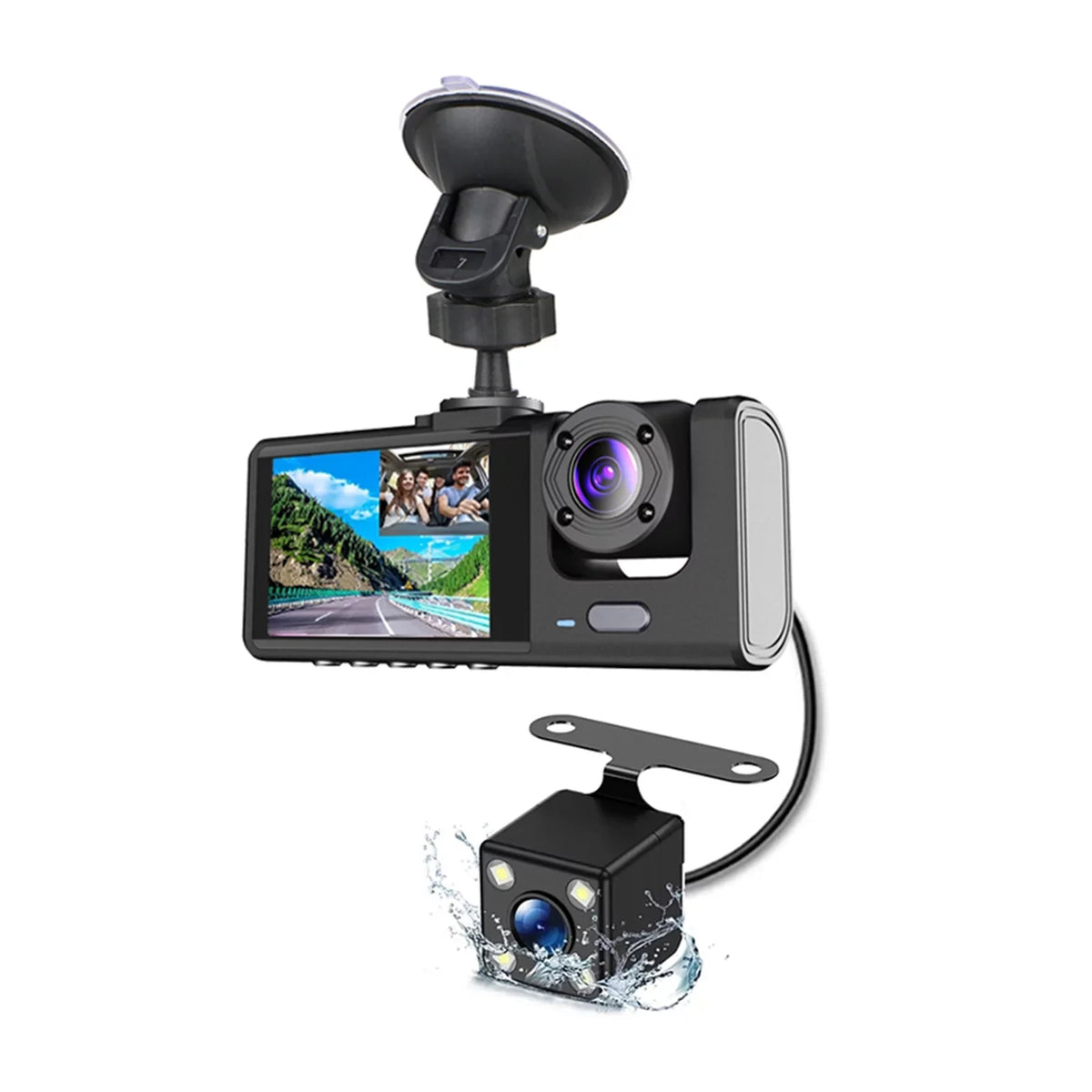 Shinysix Dash Cam Front and Rear Interior 3 Cameras 1080P+720P+480p Car Rearview Mirror Car Video Recording Camcorder Night Vision Car Camera Recorder Auto Safety Driving Recorder