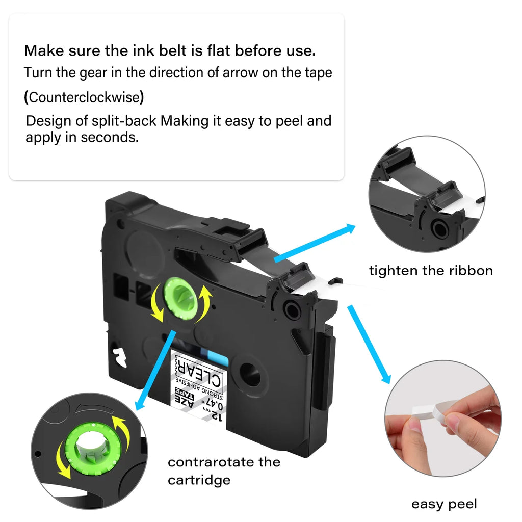 GREENCYCLE 40PK Compatible for Brother P-touch Dark on Clear 12mm TZ TZe TZe-S131 TZ-S131 TZ-131 TZe-131 Extra Strength Laminated Label Tape