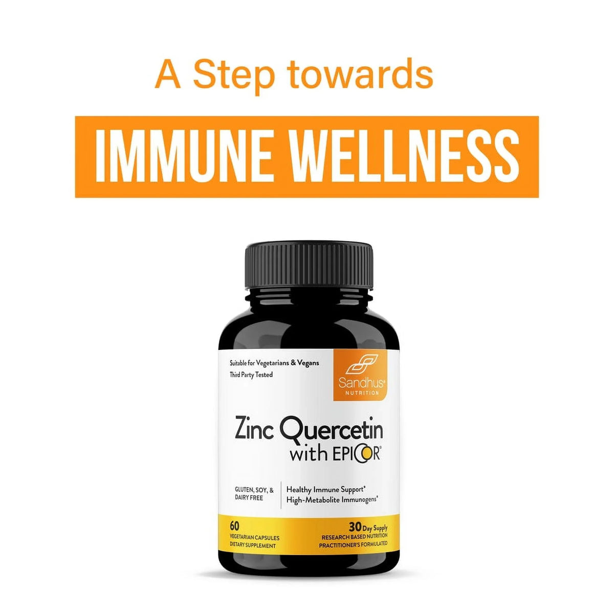 Sandhu’s Zinc with 200mg Quercetin, 500mg EpiCor® (Fermentate) - Year-Round Immune Support, 30 Servs