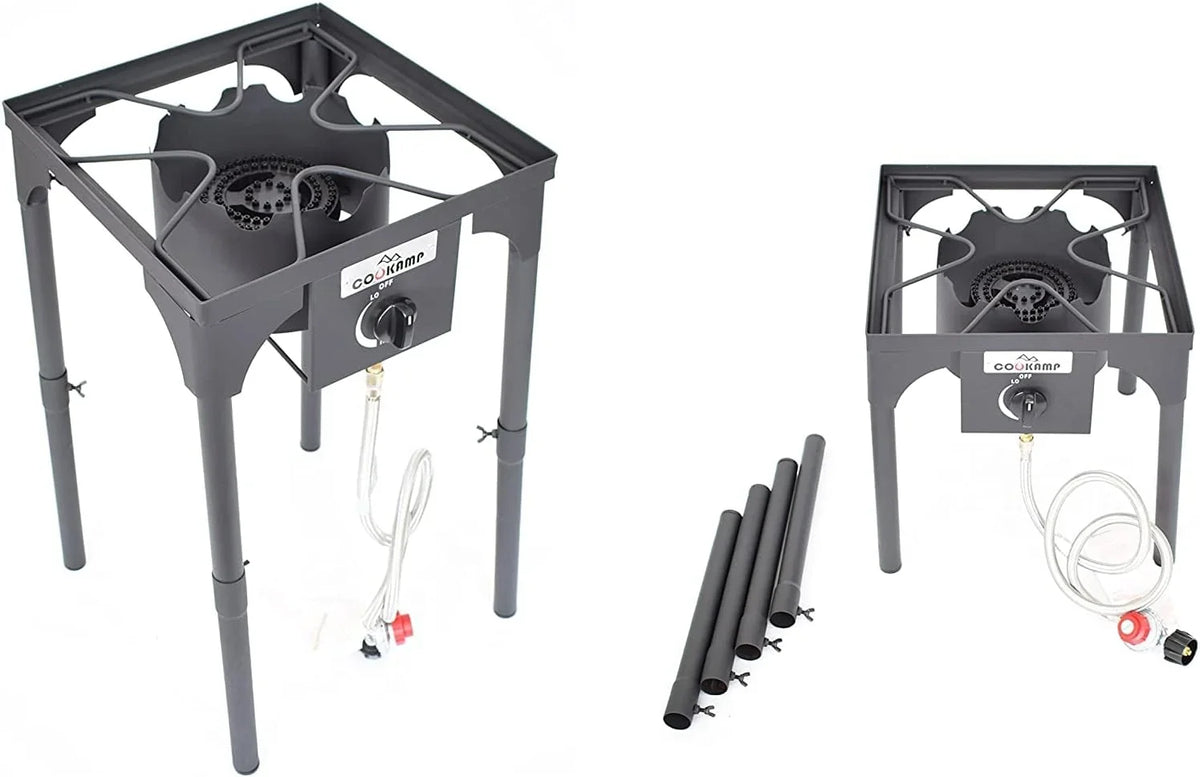 High Pressure Banjo Outdoor Camp Stove with Adjustable Height. 0-20 PSI Adjustable Regulator and Steel Braided Hose (1-Burner)