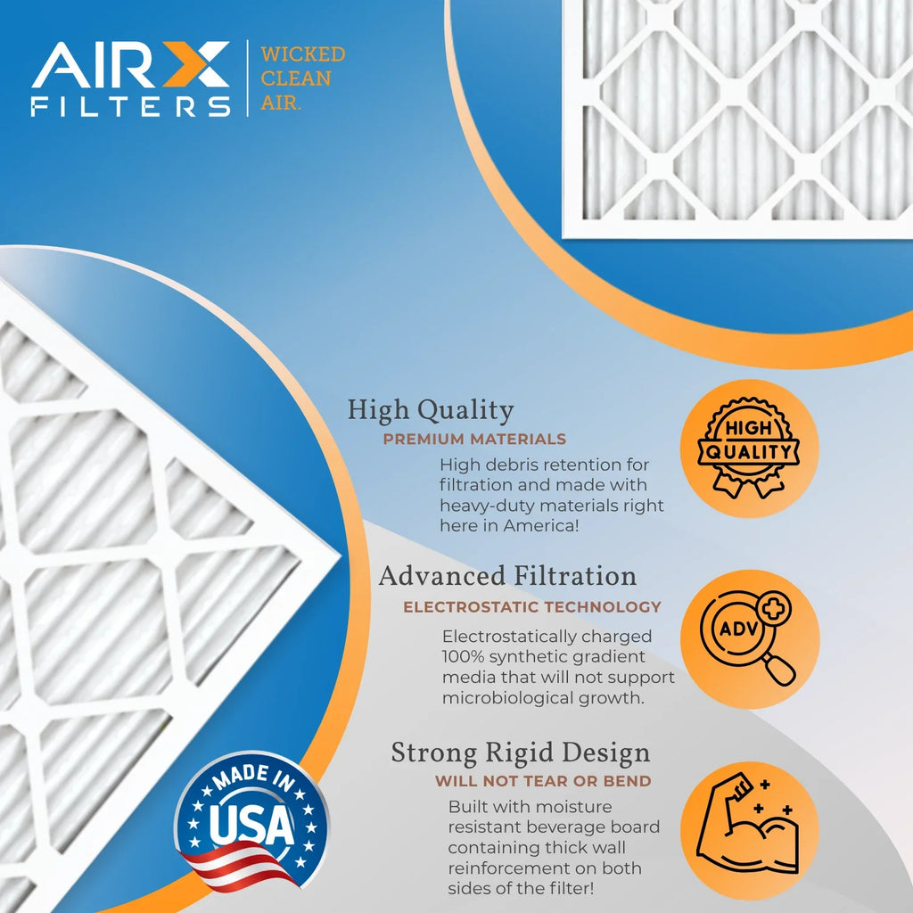 12x12x1 Air Filter MERV 13 Rating, 12 Pack of Furnace Filters Comparable to MPR 1500 - 2200 & FPR 9 - Made in USA by AIRX FILTERS WICKED CLEAN AIR.