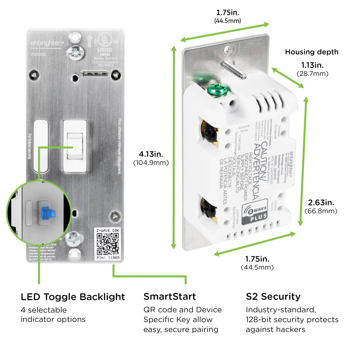 Enbrighten Z-Wave Plus Smart Toggle Light Switch, Z-Wave Hub Required, 46202, White
