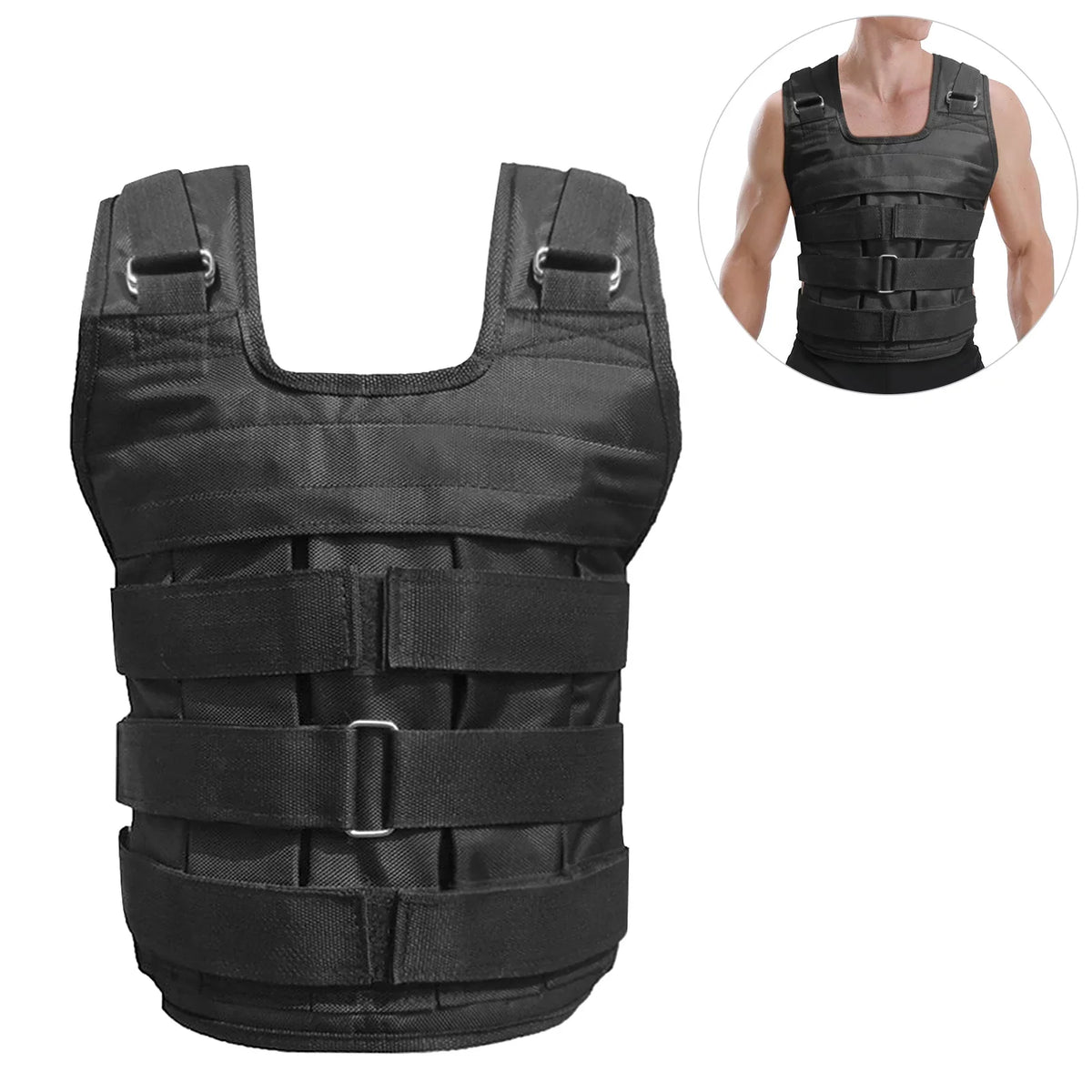 Walmeck Waistcoat, Adjustable Load Vest for Strength Training , 50kg Max. Load (Empty), Oxford Exercise Load Loading